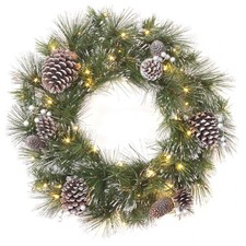 24 in Pre-Lit Whitter Pine Christmas Wreath with LED Lights  FREE SHIPPING