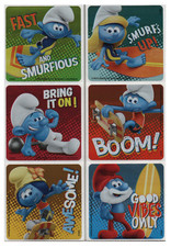 25 (Licensed) The Smurfs Good Vibes Stickers, 2.5" x 2.5" each, Party Favors