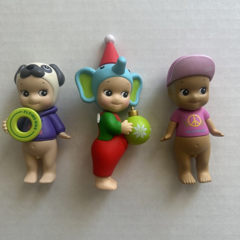 Sonny Angel Figures lot of 3 santas helper dog toy and love peace 