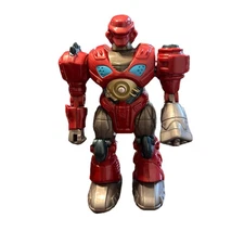 HAP-P-KID TOY - Battery Operated Grey, Red and Blue Toy Robot 7" *Tested Works*