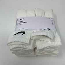 Nike Everyday Cushioned Dri-FIT Crew Socks 6-Pair - White/Black Logo, Size L