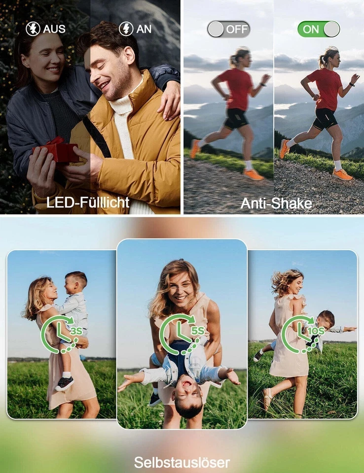 Digitalkamera Kompakt 72MP 4K Anti-Shake Fotokamera mit 270°Flip 2.8" Bildschirm - Bild 2 von 4