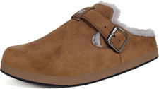 Fur Lined Clogs for Women Men Suede Winter Slippers Arch Support Slip on Mules P
