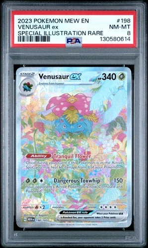 2023 POKEMON MEW EN-151 SPECIAL ILLUSTRATION RARE #198 VENUSAUR EX PSA 8
