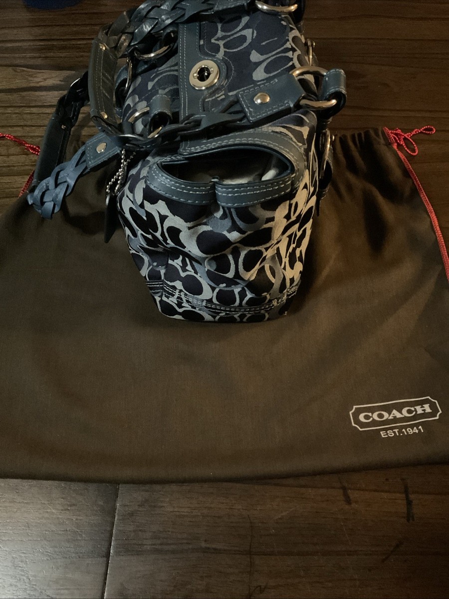 Vintage Coach Chelsea Optic Signature Turnlock Bag (Blue) | eBay