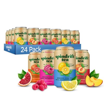 Iced Tea Variety Pack - Black & Green Tea, Real Squeezed Fruit, 12oz Cans, 24 Pa