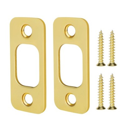 Round Corner Deadbolt Strike Plate, 1'' X 2-1/4  Door Backplate Gold, Stain
