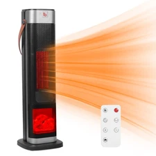 1500W Space Heater 90° Oscillation Thermostat Electric Heater 3D Flame Effect