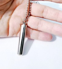 Silver Tone Urn Cremation Memorial Necklace Bullet Style Pendant