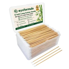 500 PCS 6 Inch Precision Tips Cotton Swabs - Long Wooden Stick Cotton Buds Point