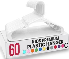 60 Pack Kids Hangers - 11.5 Inch Plastic Baby Hangers for Closet - Childrens Han