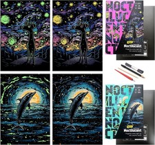Glow in the Dark Scratch Paper Art Kit - Stress Relief Craft for Adults