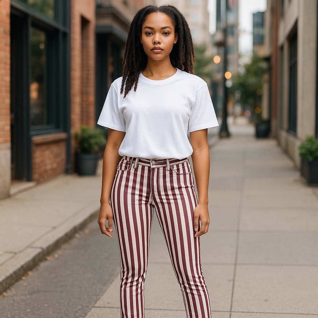 Free People | Womens Red Stripe Stretch Skinny Ankle Cropped Jeans Size 26