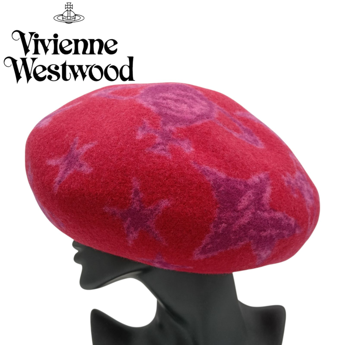 Vivienne Westwood Star Beret, Red and Pink, Adjustable Size USED