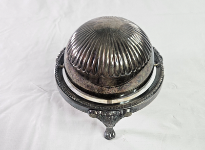F.B. Rogers Silver Co. シルバー脚付きビュッフェサーバー FB Rogers Silver Co Roll Top Butter Caviar Server Silverplate Lion