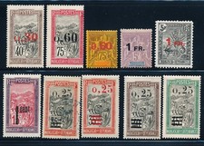 FRANCE FRENCH MADAGASCAR 1921 SURCHARGES SET COMPLETE SCT 125-134 CV $170