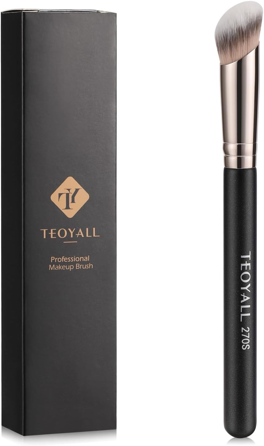 TEOYALL under Eye Concealer Brush, Angled Contour Brush Synthetic Kabuki Brush f