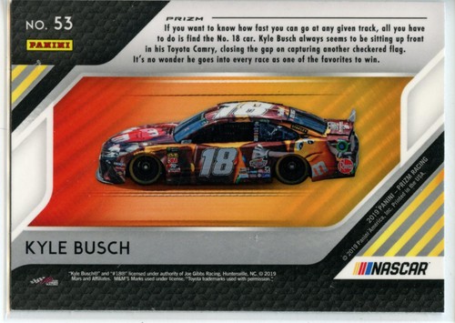 2019 Panini Prizm Racing NASCAR Holo SILVER Prizm Parallel #53 Kyle Busch - Picture 2 of 2