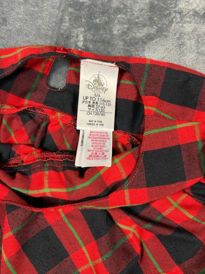 Disney Minnie Mouse Flannel Night Dress Sz 5/6 Red Christmas Plaid Embroidered - Image 4 of 4