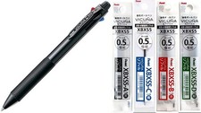 Pentel Ballpoint Pen Vicuna Extra Fine 5 Piece Set, Black,Green,Red Blue