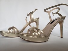 Nine West Womens Quicklime Ankle Strap Platform Dress Sandals Light Gold Size 9M