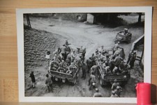 Photo Vintage World War II 2 U S Army in town and looking down on villagers