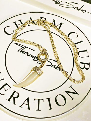 Thomas Sabo Kette Pavé-Carrier XL Zahn 5cm weiß Perlmutt Zirkonia WNEU TS-OVP