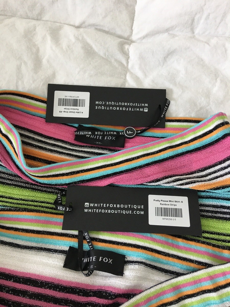 NWT WHITE FOX BOUTIQUE RAINBOW STRIPE PLETTY PLEASE LITTLE CLOSER SET SIZE XS/S View 5