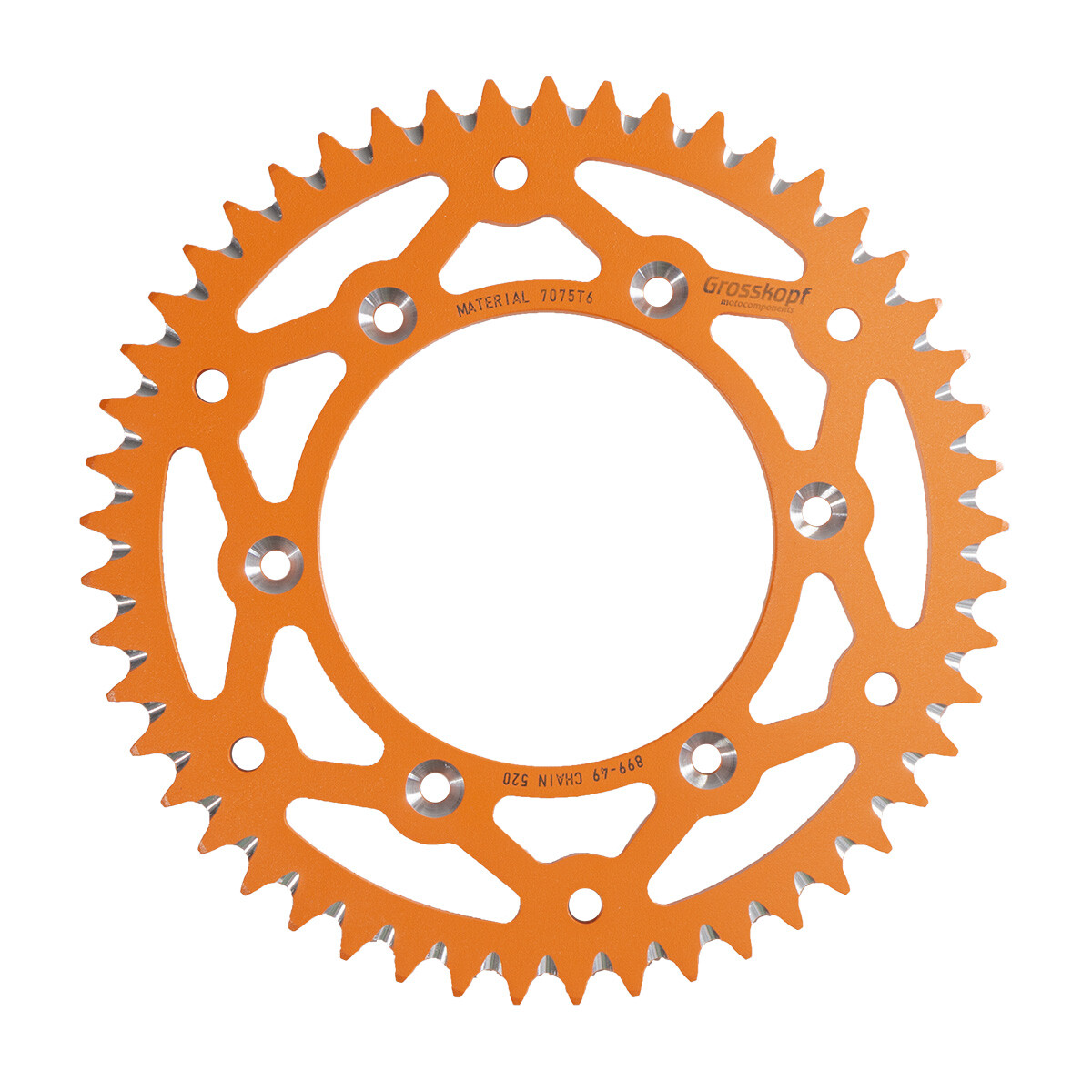 Pignon arrière aluminium T7075 orange KTM SX SXF couronne 49 dents référence 899 49