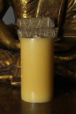 Huge Yellow PURE BEESWAX 450g Pillar Candles 100% Natural Honey Bee Wax Organic