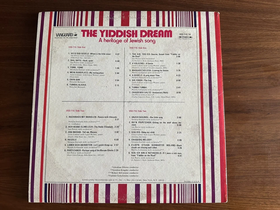 THE YIDDISH DREAM A Heritage Of Jewish Song Dbl LP VSD 715 /16 Vinyl Vanguard VG - Image 2 of 4