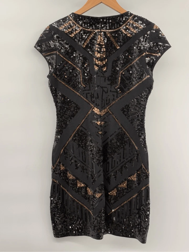 Express亮片连衣裙短袖女式中号黑色 Swiftie 正式派对 — 第 2/4 张图片