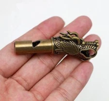 Chinese Collection archaize brass dragon head whistle key ring