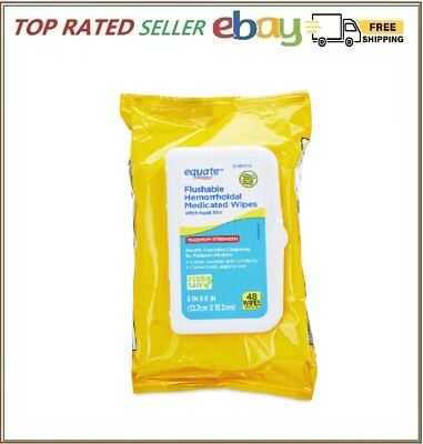 Equate Witch Hazel Flushable Hemorrhoidal Medicated Wipes, 48 Count
