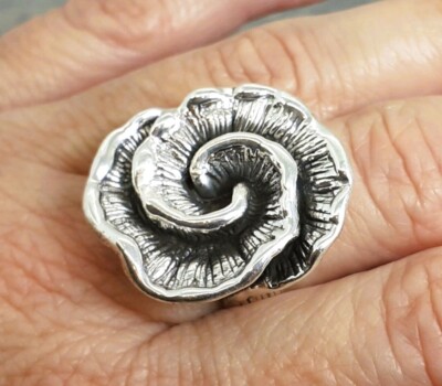 Large FLOWER Rose 925 Silver Plain Ring Sz N,P- 6.5,7.5 R515~Silverwave*uk
