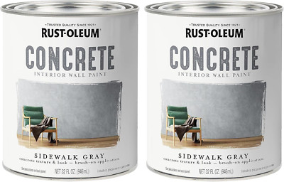 Concrete Interior Wall Paint 2-Pack, Quart Size, Sidewalk Color, 0.25 Gallon