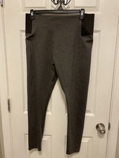 Women  s Large Gray Elastic Stretchy Leggings Pants
