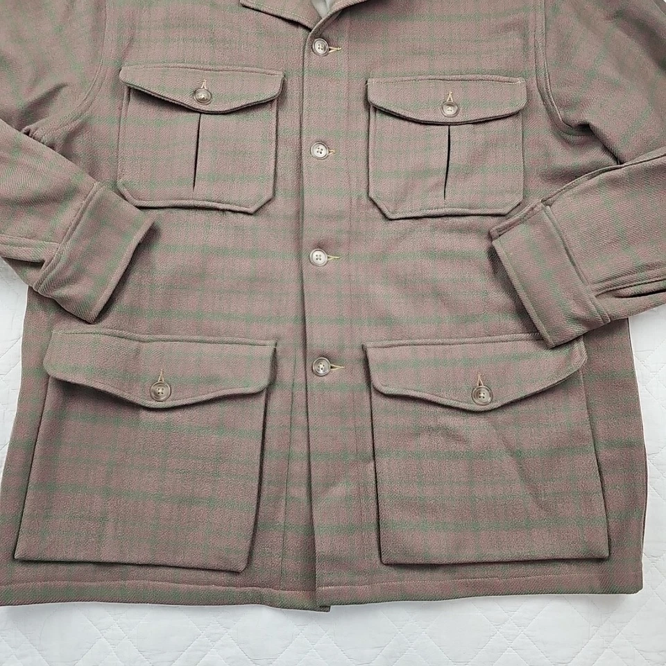 Chaqueta de Caza Woolrich Mackinaw Cruiser De Colección Rosa y Verde A Cuadros Talla 44 Años 60 Foto 2 de 4