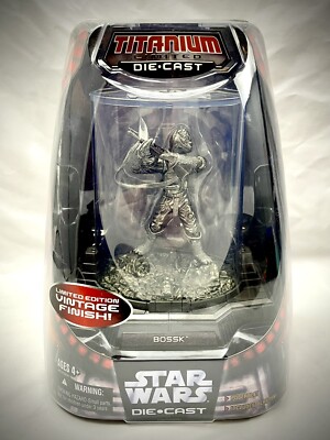 Star Wars Titanium Limited Die-Cast VINTAGE Finish BOSSK Figure & Display 2006