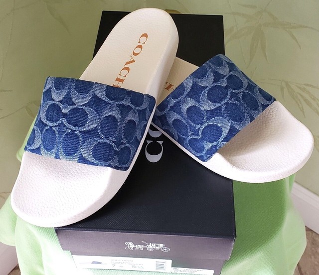 coach denim slides