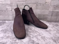 Arche LN Boots Women 7M Shoes Brown Purple Nubuck Kitten Heel Ankle Bootie