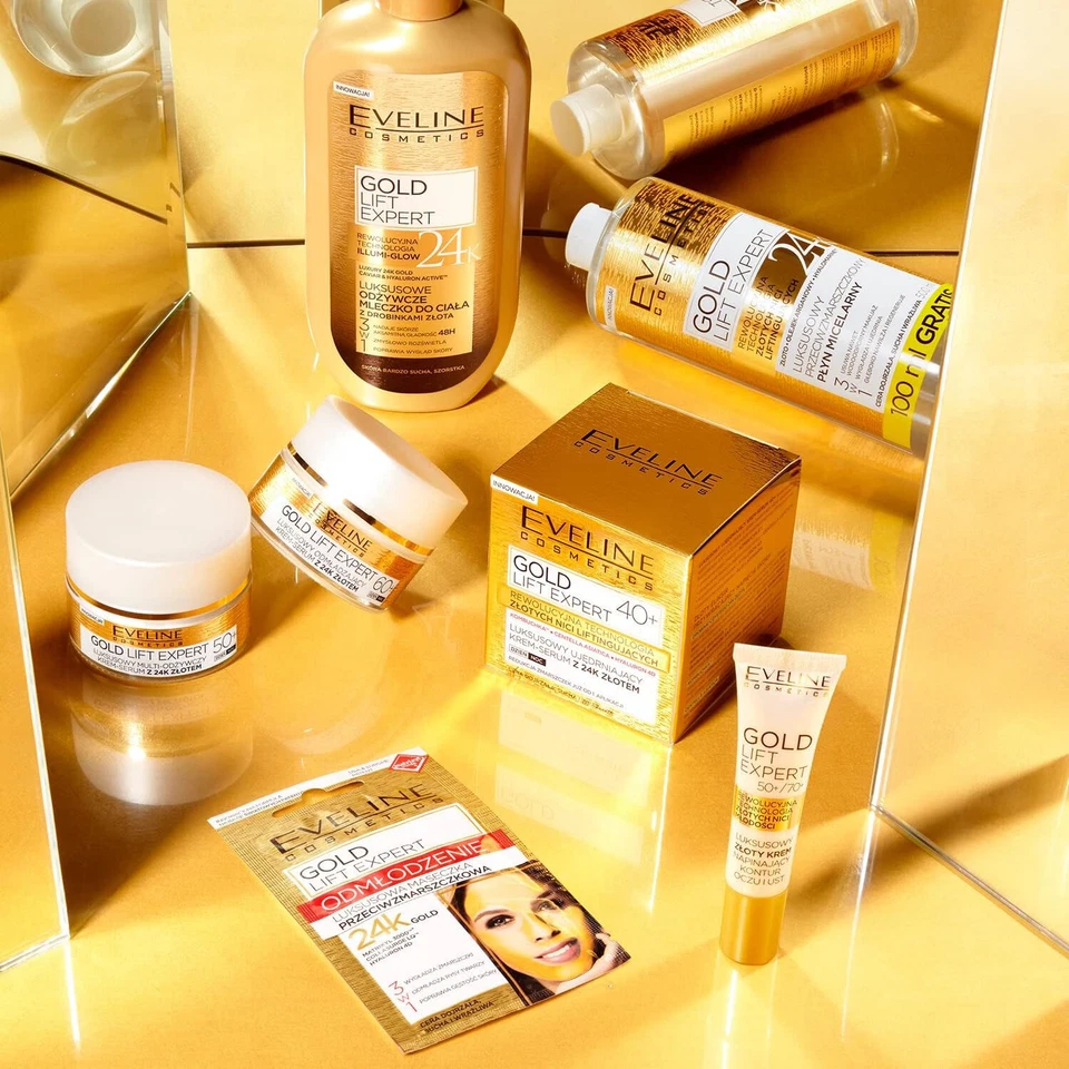 EVELINE Gold Lift Expert 3in1 Luxury Anti-Wrinkle Face Mask 24K Gold 7ml *NEW* - Image 4 of 4