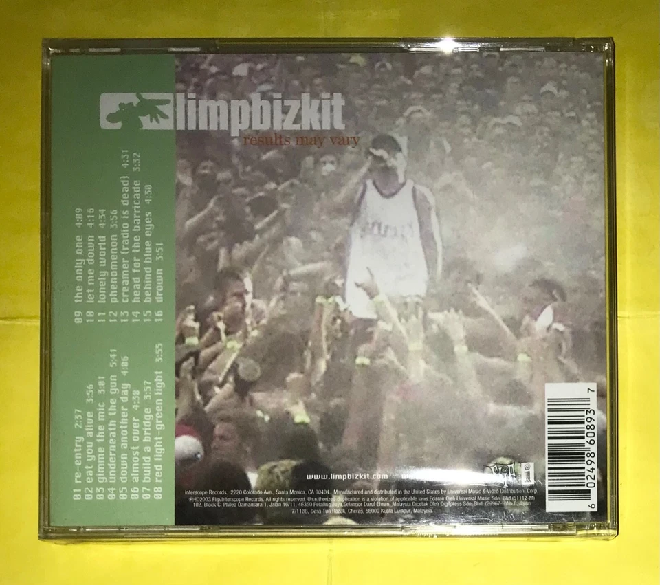 LIMP BIZKIT - RESULTS MAY VARY CD  - Image 2 of 2