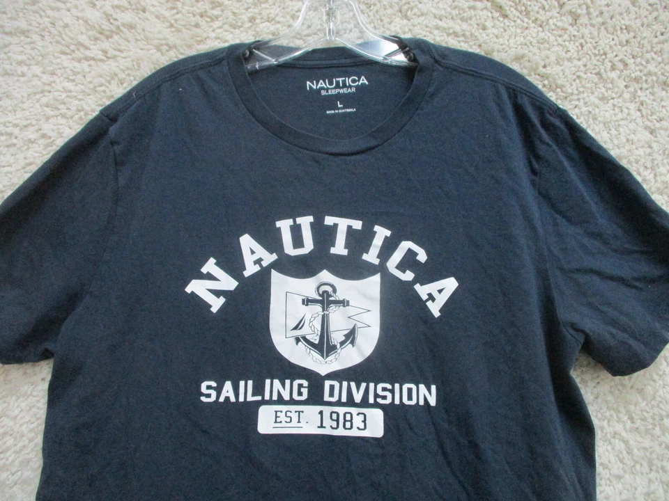 Camiseta pijama Nautica grande adulto azul marinho roupa de dormir logotipo vela masculina G - Imagem 2 de 4