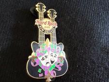 Hard Rock Cafe Pin New Orleans fleur des lis mardi gras mask Double Guitar