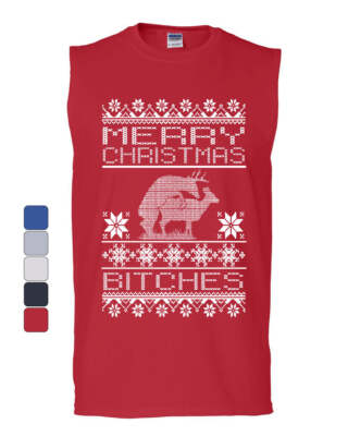 Merry Christmas Bitches Muscle Shirt Deer Humping Ugly