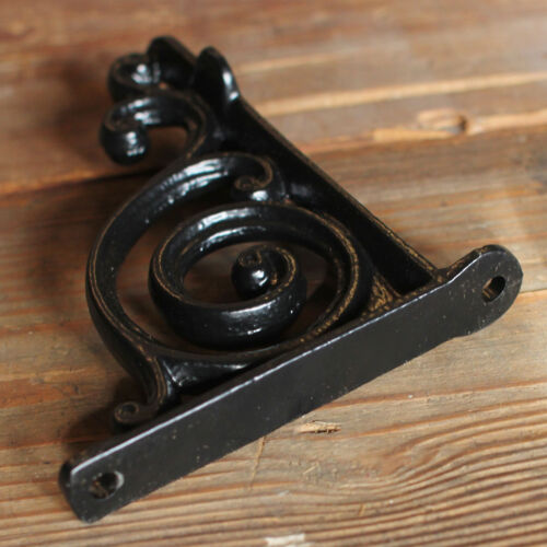 2 x BLACK 4" SMALL ANTIQUE VINTAGE CAST IRON VICTORIAN SHELF BRACKETS (BR01bx2) - Picture 3 of 3