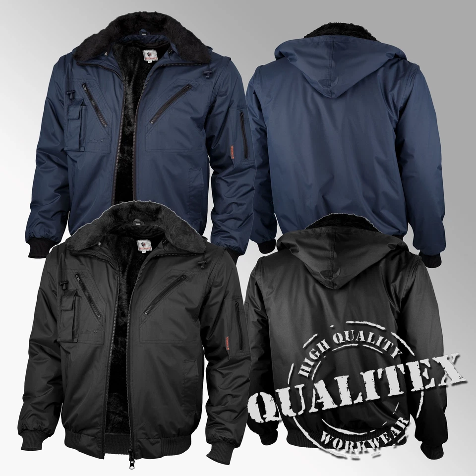 QUALITEX WORKWEAR Qualitex Giacca da Pilota Uomo Impermeabile Cappuccio Giacca Invernale