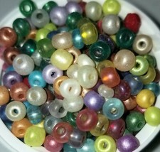 250 Count 4MM Opaque Glass Seed Beads for Jewelry Making/Maker Pearly Blue Etc