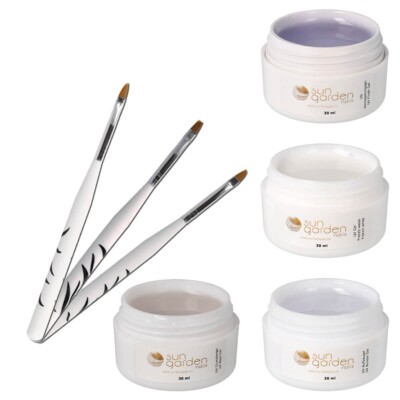 UV Gel Set Classic inkl. Pinselset 30ml - Nagelmodellage Gelnägel UV Gele